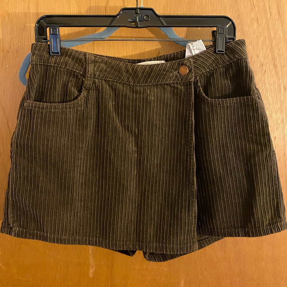 Green corduroy skort